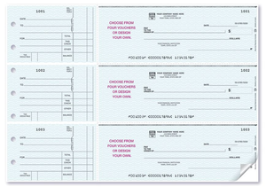 3-On-A-Page Business Size Checks, With Choice of Voucher