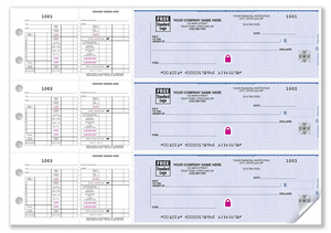High Security 3/Page Hourly Payroll Check w/Voucher & Stub