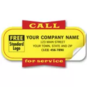 Service Labels, "Call for Service", Yellow, Padded