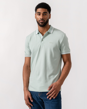 BOSS Green Mens Paddy Cotton-Piqué Polo Shirt with Contrast Logo - Turquoise/Aqua 448