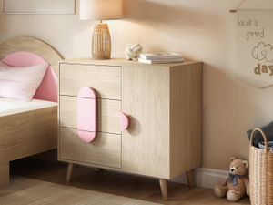 Flair Noah Chest of Drawers Sage Oak & Pink