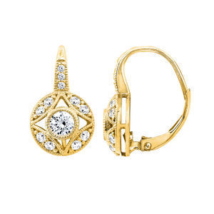 Diamonbliss Vintage Round Leverback Earrings / Yellow (one size)