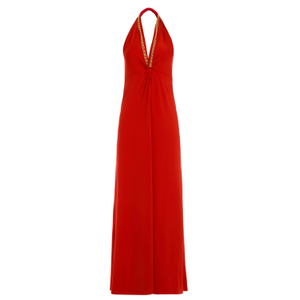 Sophia Gold Chain Maxi Dress In Red (S)