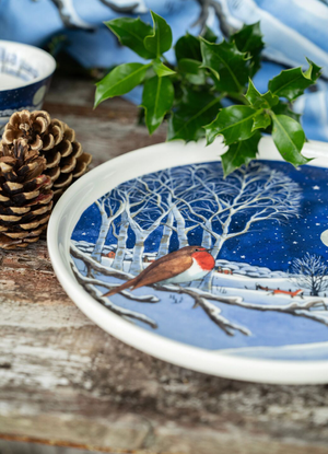 Seconds Midnight Robin Flat Serving Plate