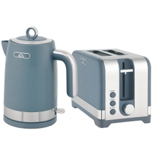 HOMCOM Sleek Textured Kettle and Toaster Set - Blue