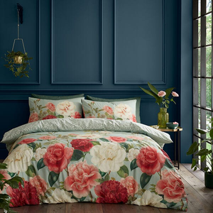 RHS Rose Garden Double Duvet Set Green