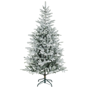 HOMCOM Árbol de Navidad Nevado 180 cm con 1207 Ramas Base Plegable Diseño por Secciones Fácil de Montar