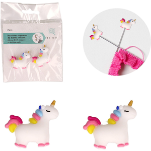 Bouchons stoppeurs de mailles pour aiguilles à tricoter - Licorne