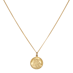 New 9ct Yellow Gold St.Michael Pendant & 20" Chain Necklace