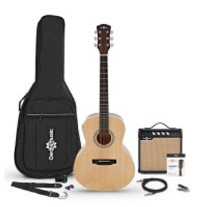 Parlour Electro Acoustic Guitar Natural, 15W Acoustic Amp & Accessory Pack