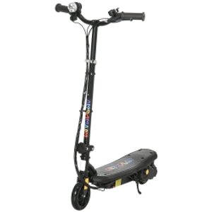 HOMCOM Patinete Eléctrico para Niños de 7-14 Años Plegable con Faro LED Rueda y Freno Velocidad Máxima de 12 km/h Negro