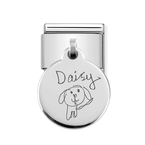 Classic Silver Round Drawing Pendant Charm