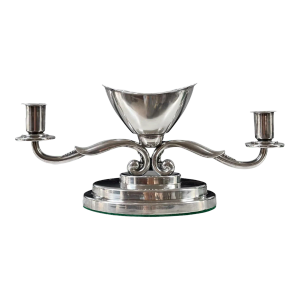 Vintage Danish Silver Plate Candelabra Epergne With Center Bowl by Hans Jensen