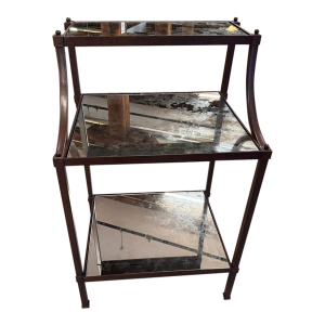 Pottery Barn Etagere Side Table Mercury Glass Shelves Aged Bronze