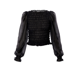 Abby Lyocell Blend Puff Sleeve Top (L)
