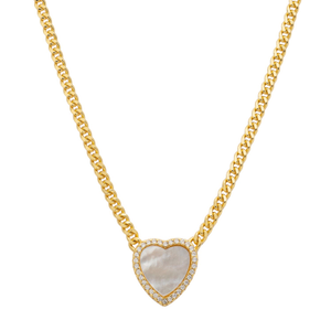 Heart Mother Of Pearl Necklace Gold