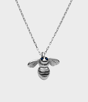 Bumblebee Charm Necklace - Sterling Silver / Blue Sapphire - Custom Option