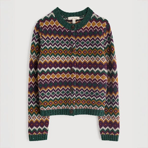 Seasalt Dawson Pick Cardigan Fairisle Modernist Dark Wreckage Multi Size 16