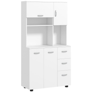 HOMCOM Kitchen cabinet, buffet, 3 drawers, 3 shelves, lots of storage, 89 x 39.5 x 168 cm, White