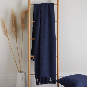 DRIFT HOME HAYDEN 100% RECYCLED COTTON NAVY 200x200cm Throw