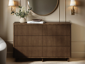 SOLACE+CO Velmor Ribbed Chest of 6 Drawers Walnut