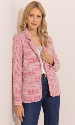 Boucle Fitted Blazer - Pink Multi