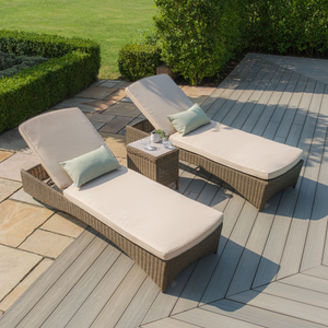 Maze - Winchester Rattan Sunlounger Set - Ceramic Glass