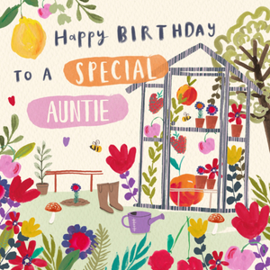 Moonpig Happy Birthday To A Special Auntie Illustrated Card