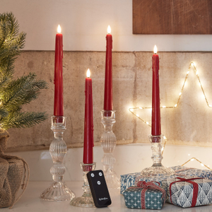 Lot de 4 Chandelles TruGlow® en Cire Rouge Coulante avec Télécommande