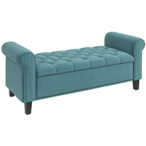 HOMCOM Vintage-style bench, storage bench, velvet-look, Green