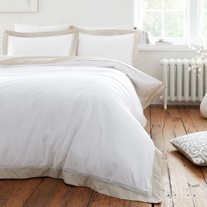 BIANCA KING DUVET COVER Oxford Lace Trim Natural
