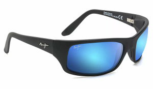 Maui Jim Peahi Sunglasses - Matte Black, Maui Jim Blue Hawaii Polarised