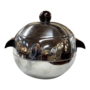 Early Mid Century Aluminum and Bakelite Penguin Embossed Ice Bucket
