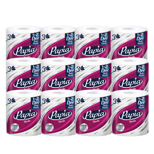 12 x Papia 3ply Double Length Kitchen Jumbo Roll Towel 170 Sheets