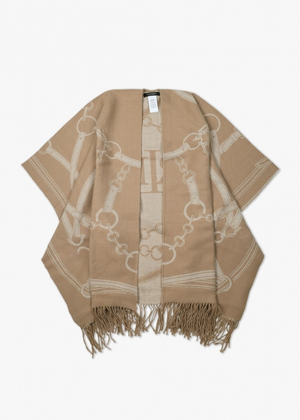 Equestrian Jacquard Camel Wool Mix Cape 