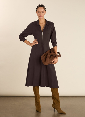 Mariposa Ponte Midi Dress - UK 10 | EU 36 | US 06 / Dark Chocolate