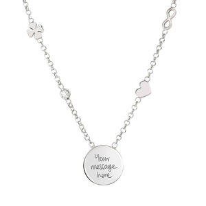 Silver Symbols Round Handwriting Necklace