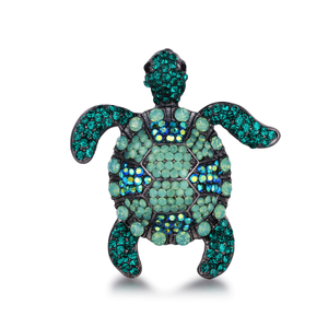 Crystal Turtle Brooch