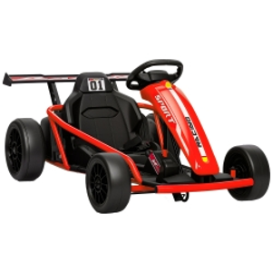 AIYAPLAY Coche eléctrico GoKart kart eléctrico para niños 2 x 24 V motores modo derrape a 13 km/h 119 x 77 x 54 cm rojo
