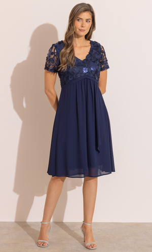 Sequin Embroidered Midi Dress - Midnight