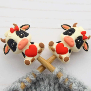 Bouchons stoppeurs de mailles pour aiguilles à tricoter - Lovely vache