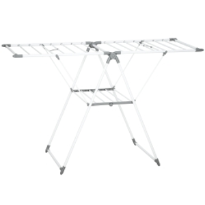 HOMCOM Tendedero de 2 Niveles regulable en 4 alturas, en Metal y Plástico, 156,5x61,5x97 cm, Blanco