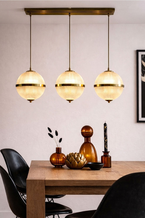 Parisian Gold & Glass Globe Trio Ceiling Light