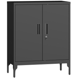 HOMCOM Metal Storage Cabinet with Lock and Adjustable Shelves - Black