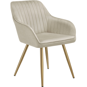 Dining Chair Marilyn - quilted velvet, continuous backrest, gold steel legs