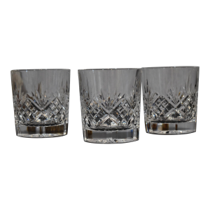 3 Vintage Tiffany & Co Newport Crystal Double Old Fashioned Low Ball Glasses