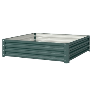 Outsunny Jardinera Exterior Grande Rectangular de Acero Galvanizado sin Base para Cultivar Plantas 120x120x30 cm Verde