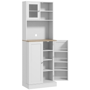 HOMCOM Two-Part Kitchen Storage Cabinet - White