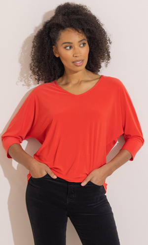 Foil Spot Batwing Top - Scarlet