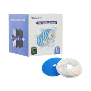 Filtros para Fuentes de Gatos Triple Capa Carbón Activo Resina y Agodón 8 Unidades Glückpet